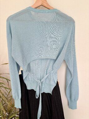 Light Blue Open Tie-Back Cardigan – Size S–M
